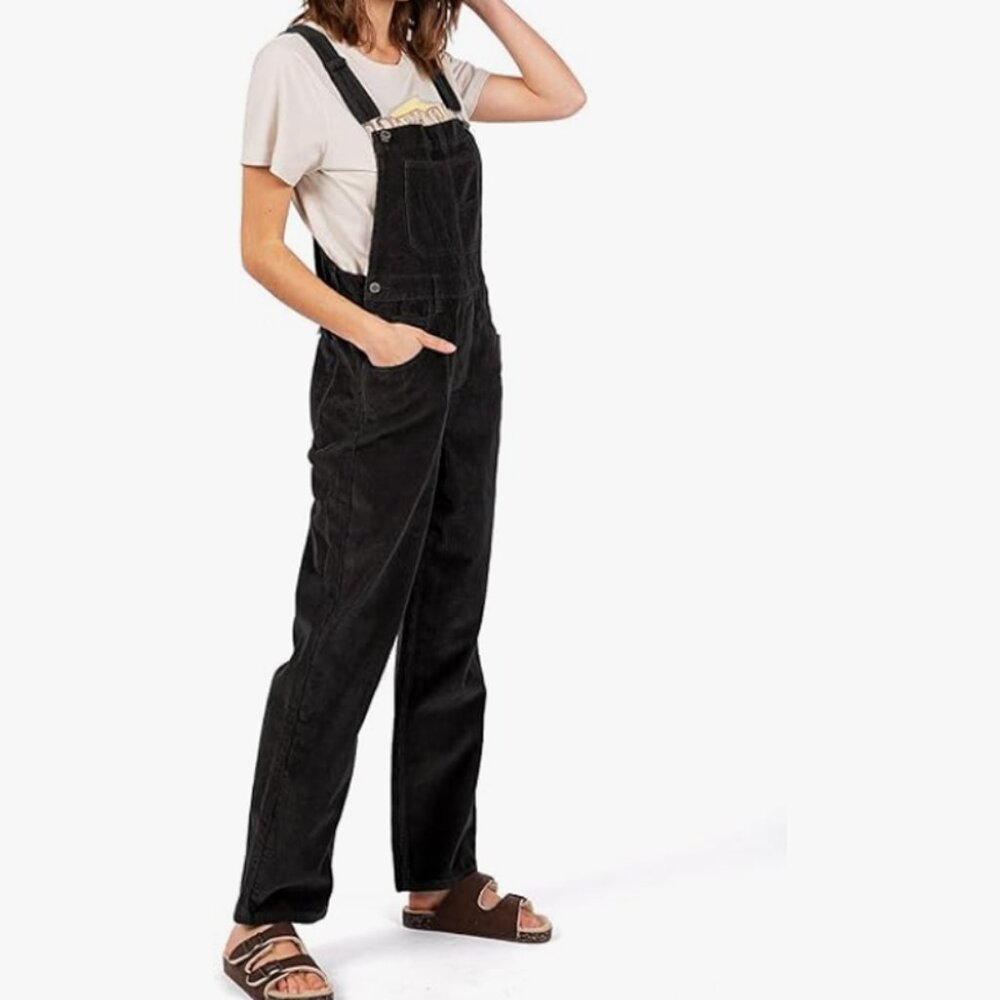 Lana Roux Relaxed Fit Corduroy Oversize Boyfriend Overalls - Picture 2 of 5